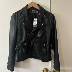 Polo by Ralph Lauren 100% Soft lamb Skin Leather Motor Jacket. Size Small